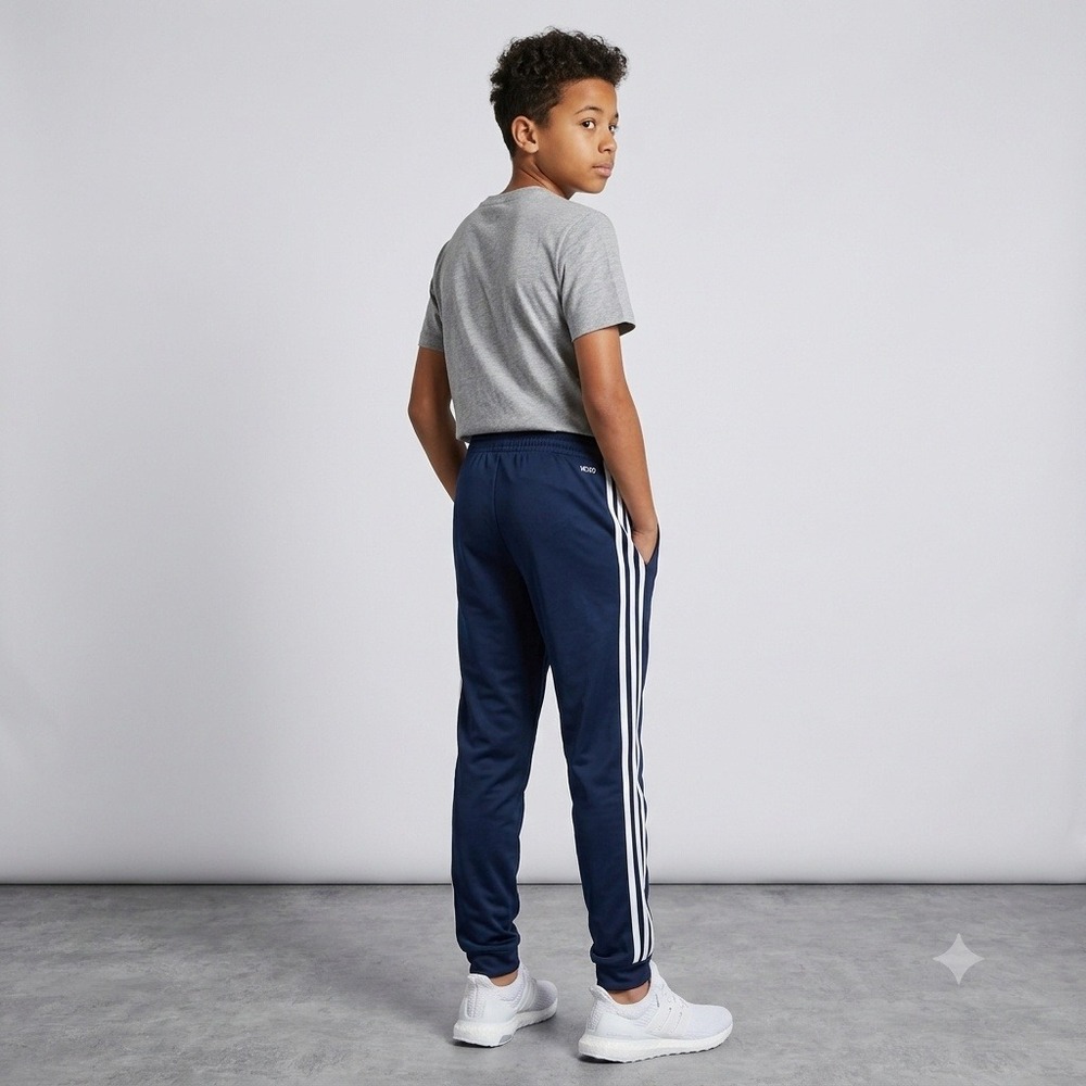 Adidas Track Pants Kids Size XL 18/20 Navy Blue 3-Stripe Recycled Polyester